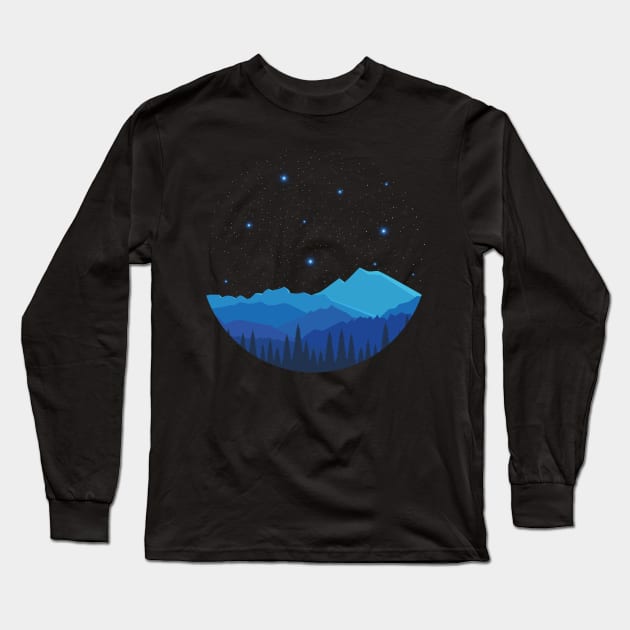 Mountain And The Stars Long Sleeve T-Shirt by cInox